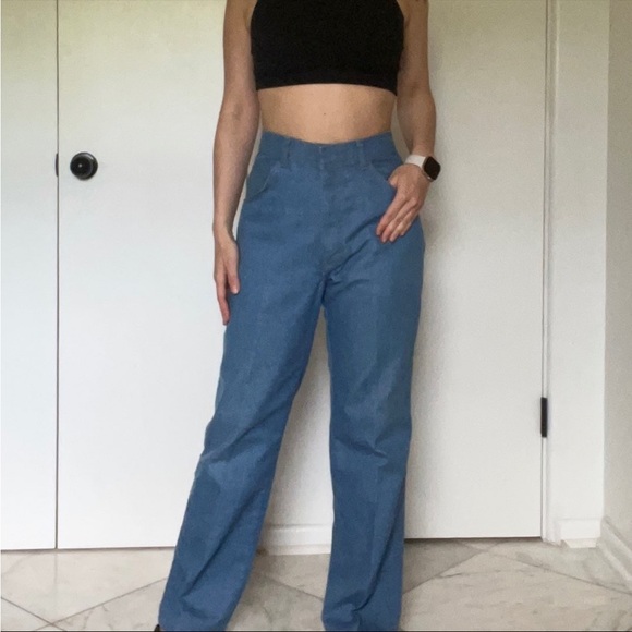 Vintage Wrangler jeans Light Denim Pant Trousers  bootcut 34x30 tag - Picture 9 of 13